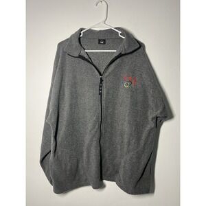 Team USA Olympic Full Zip Embroidered Grey Fleece Jacket Sz XXL Made In USA